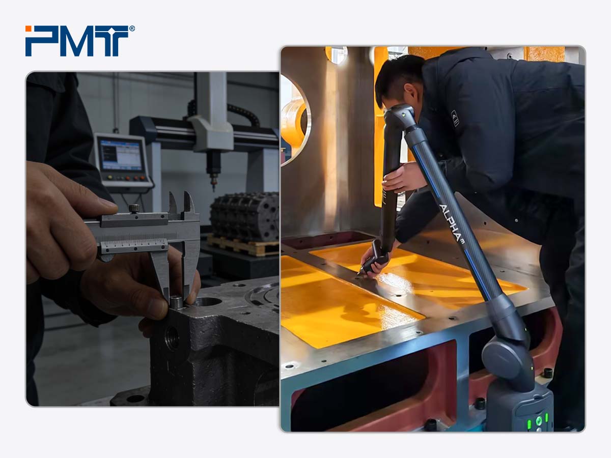 pmt technologies portable coordinate measuring machine traditional detection methods compared with alpha measuring arm